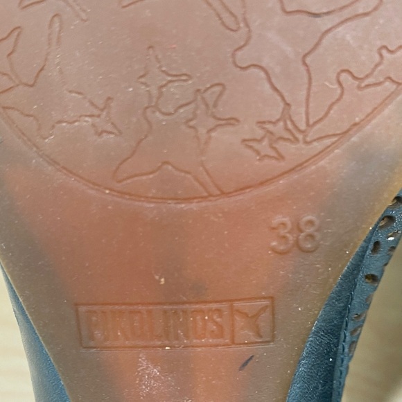 PIKOLINOS Romana Teal Leather Slingback with Floral Cutouts - Picture 9 of 12